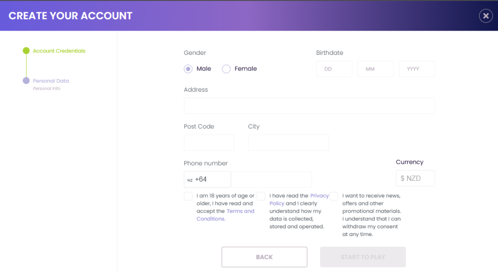 Madnix casino registration form